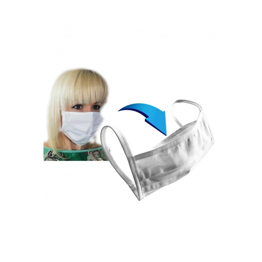 Baumwollmaske 2-lagig mit Filtertasche weiß - Bild 1