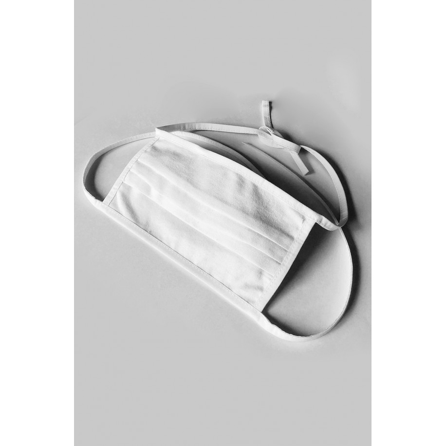 Baumwollmaske 2-lagig zum binden und mit Filtertasche weiß - Bild 1