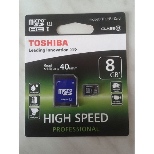 Toshiba micro SDHC, 8GB, UHS-1, mit Adapter, SDC008UHS1 - Bild 1